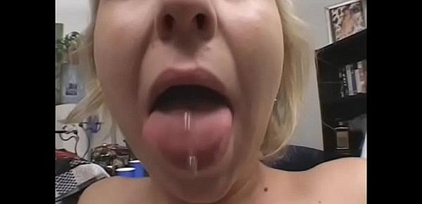  Eager young blonde deep throats cock and swallows cumload